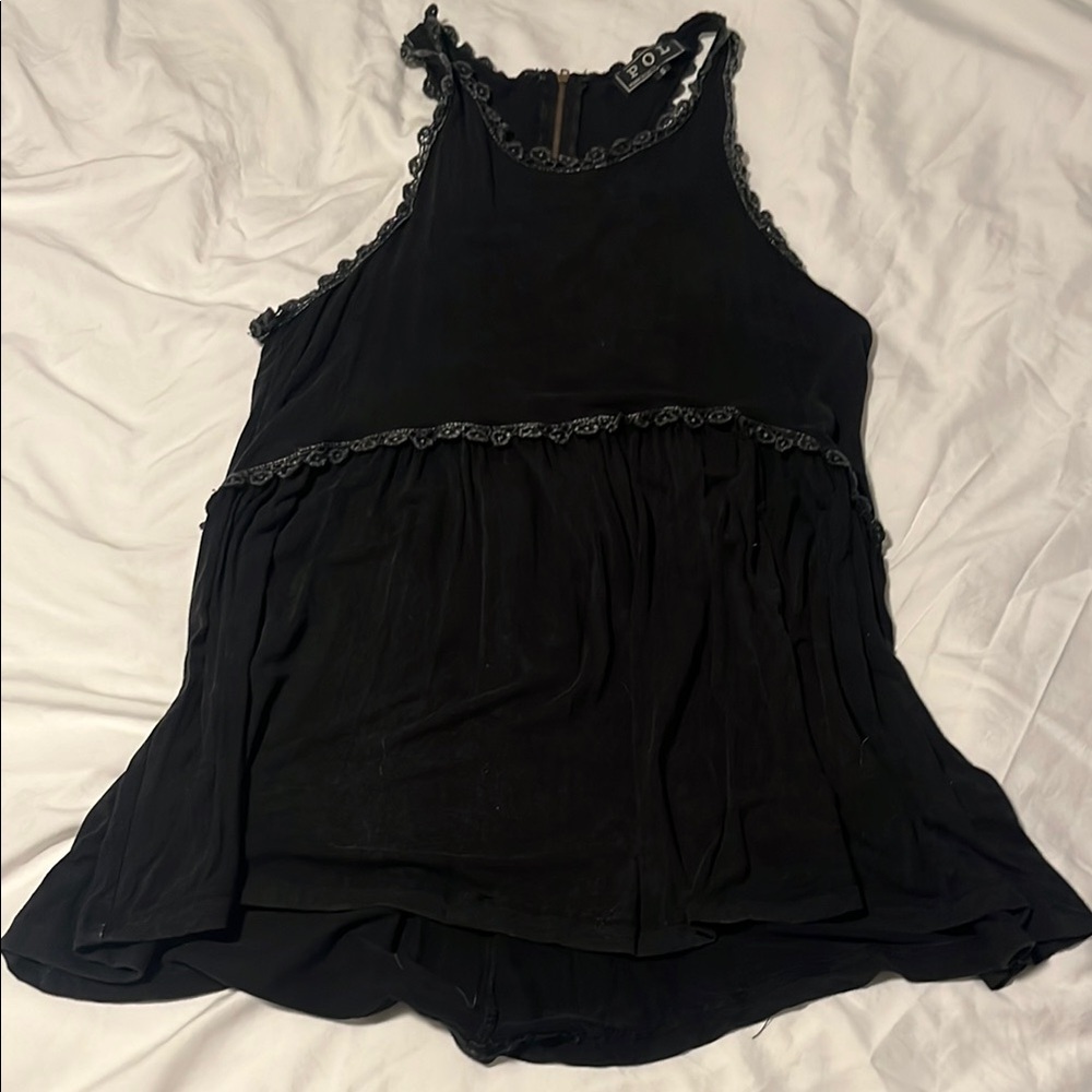 POL  Black embroidered Racerback Top size Small